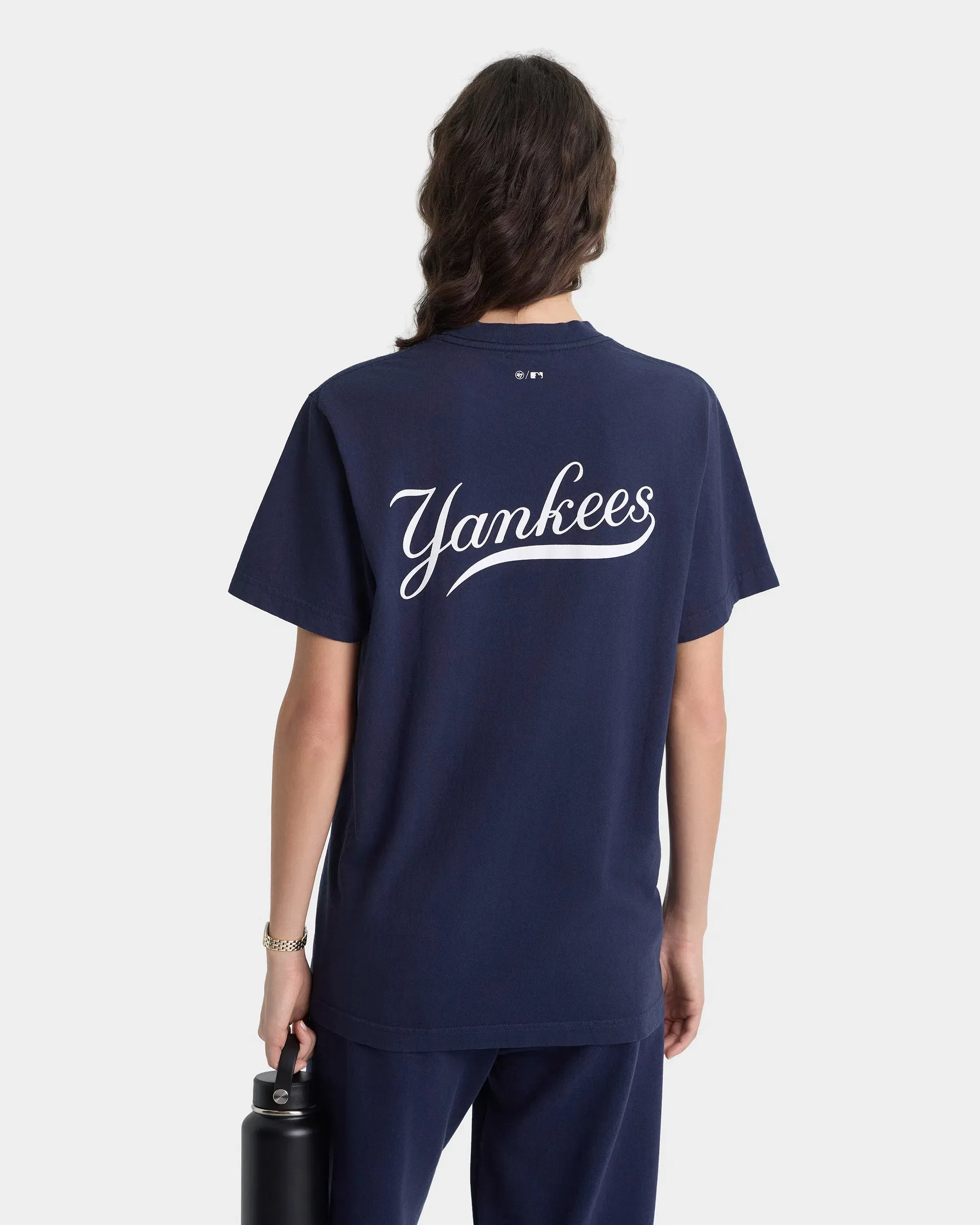 Yankees Curve T-Shirt - Navy/White