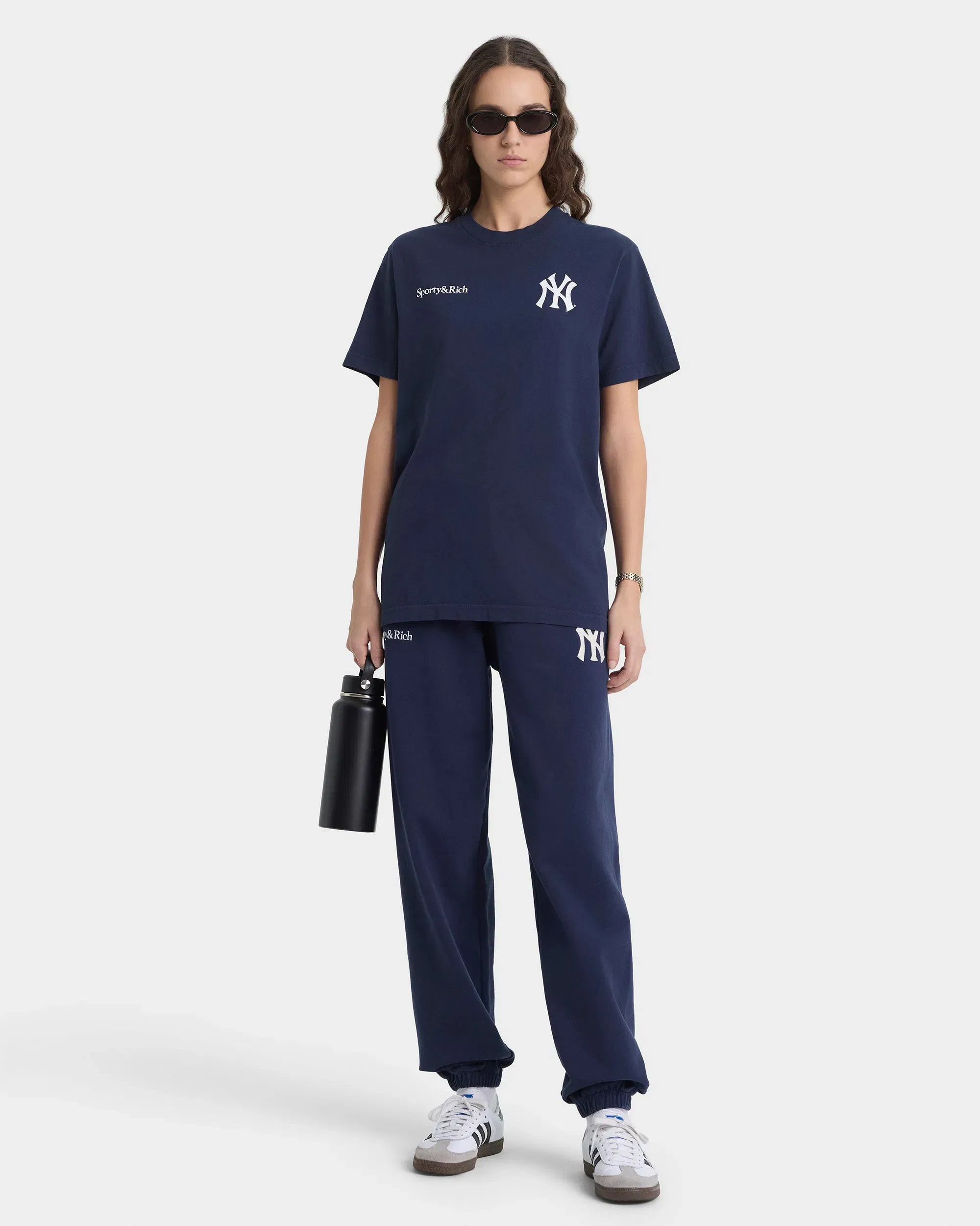 Yankees Curve T-Shirt - Navy/White