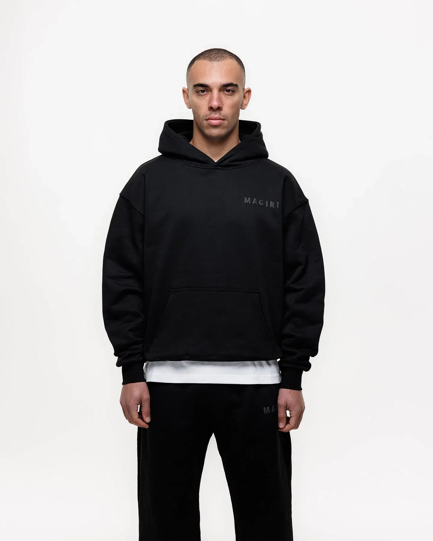 Magiri Core Puff Printed Hoodie in Black