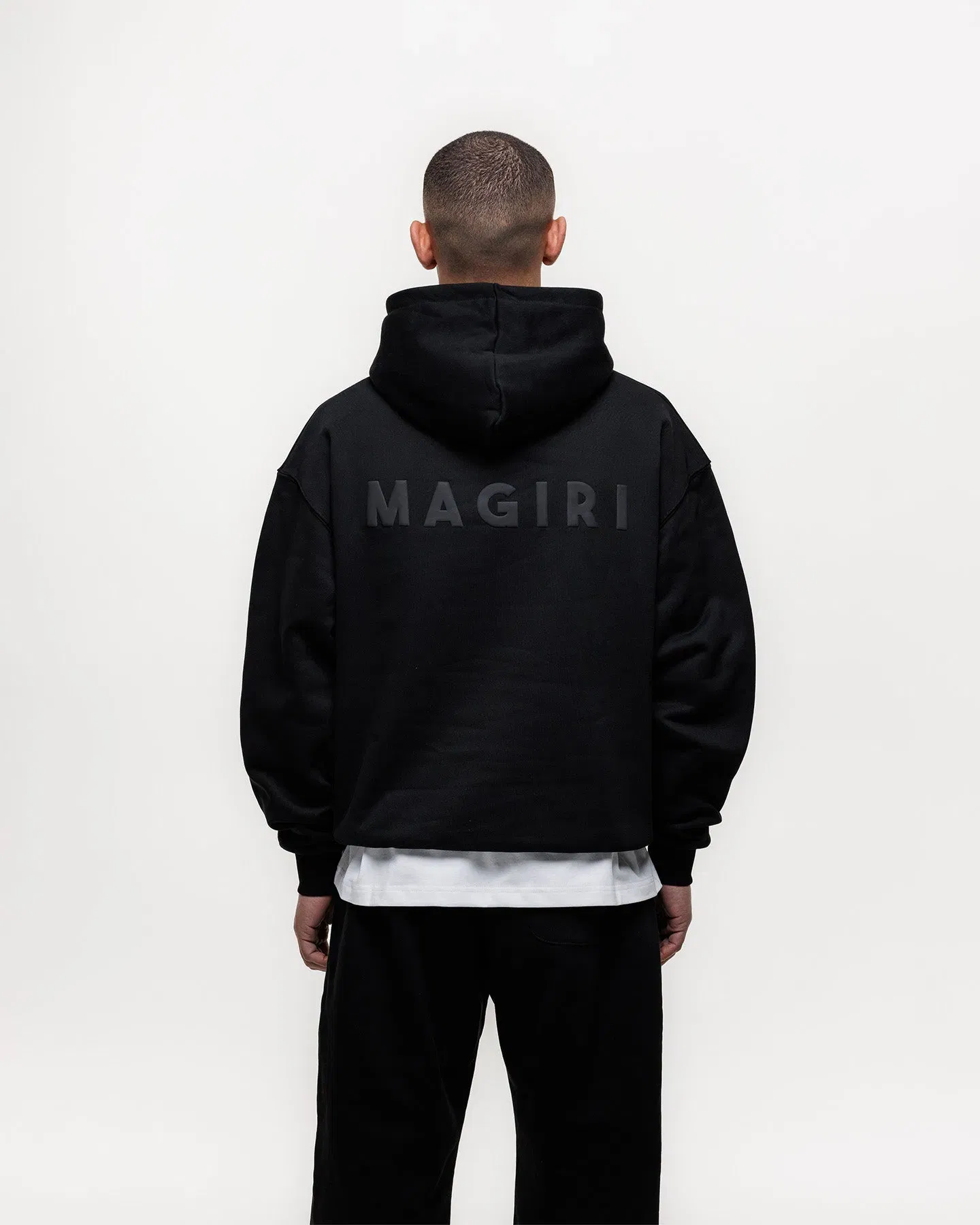 Magiri Core Puff Printed Hoodie in Black