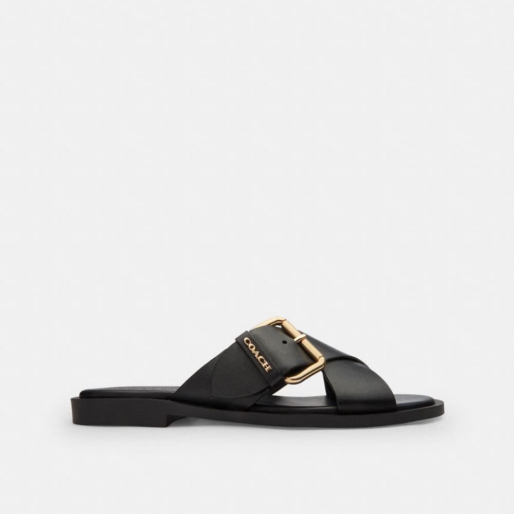 Women's Coach Crisscross Buckle Sandal Black