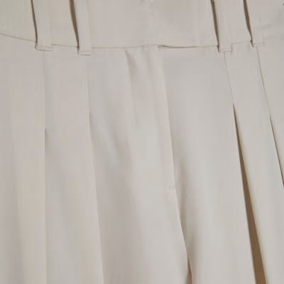 Beige Ankle Grazer Tailored Trousers