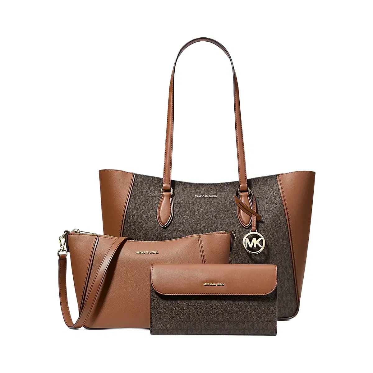 Michael Kors Jet Set Travel Large Signature Logo 3-in-1 Tote Bag Brown