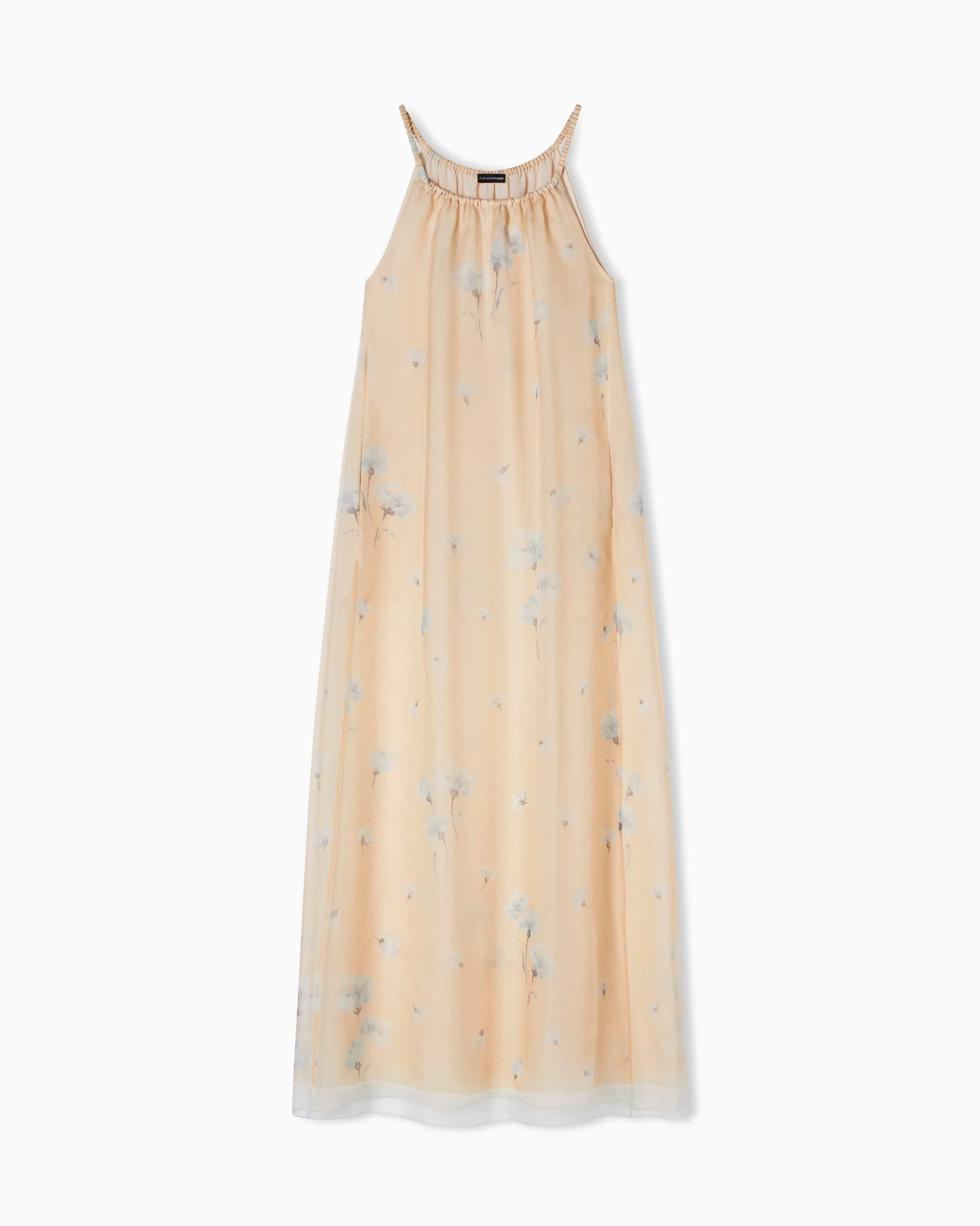 Emporio Armani Long dress in silk organza with floral foulard print