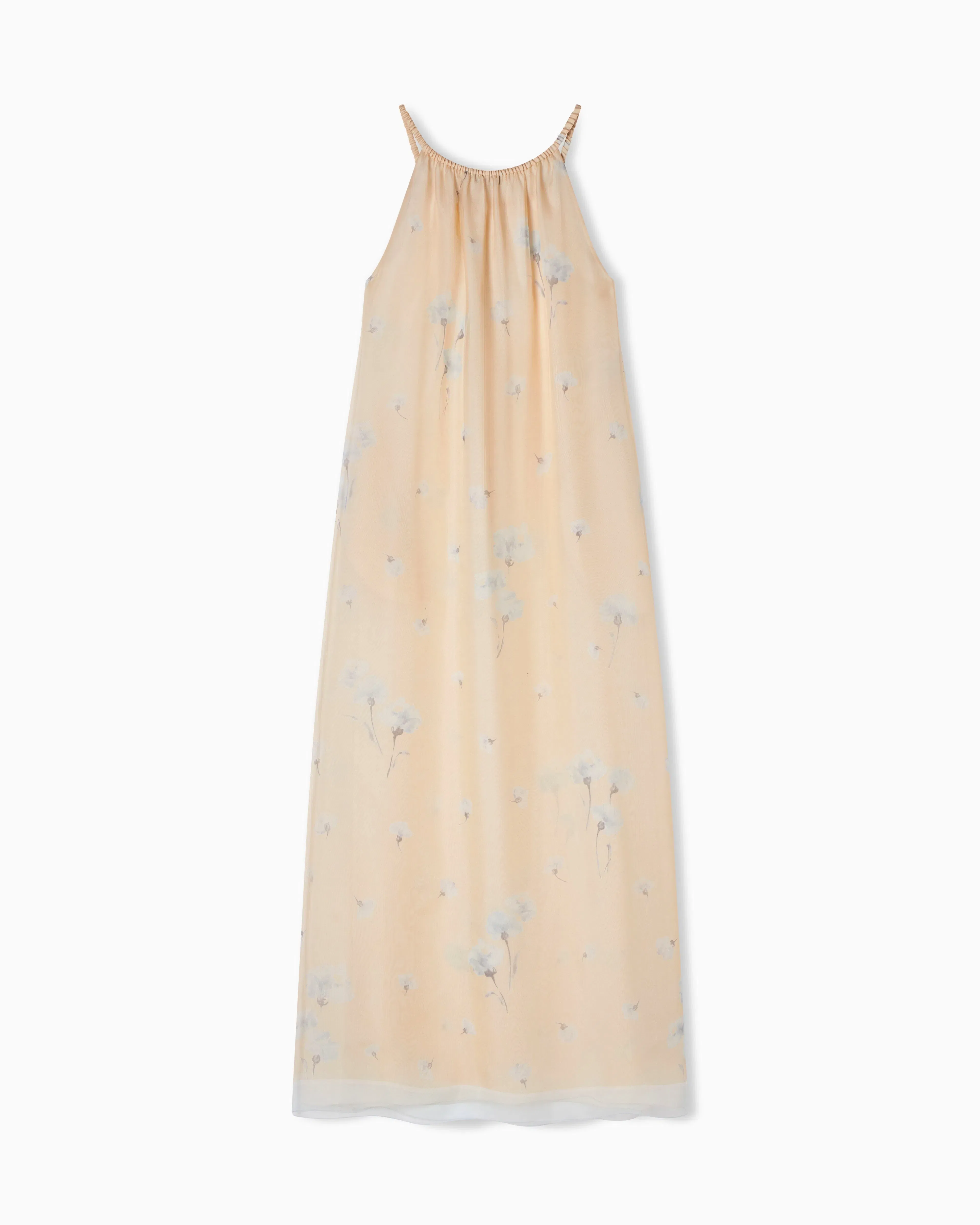 Emporio Armani Long dress in silk organza with floral foulard print