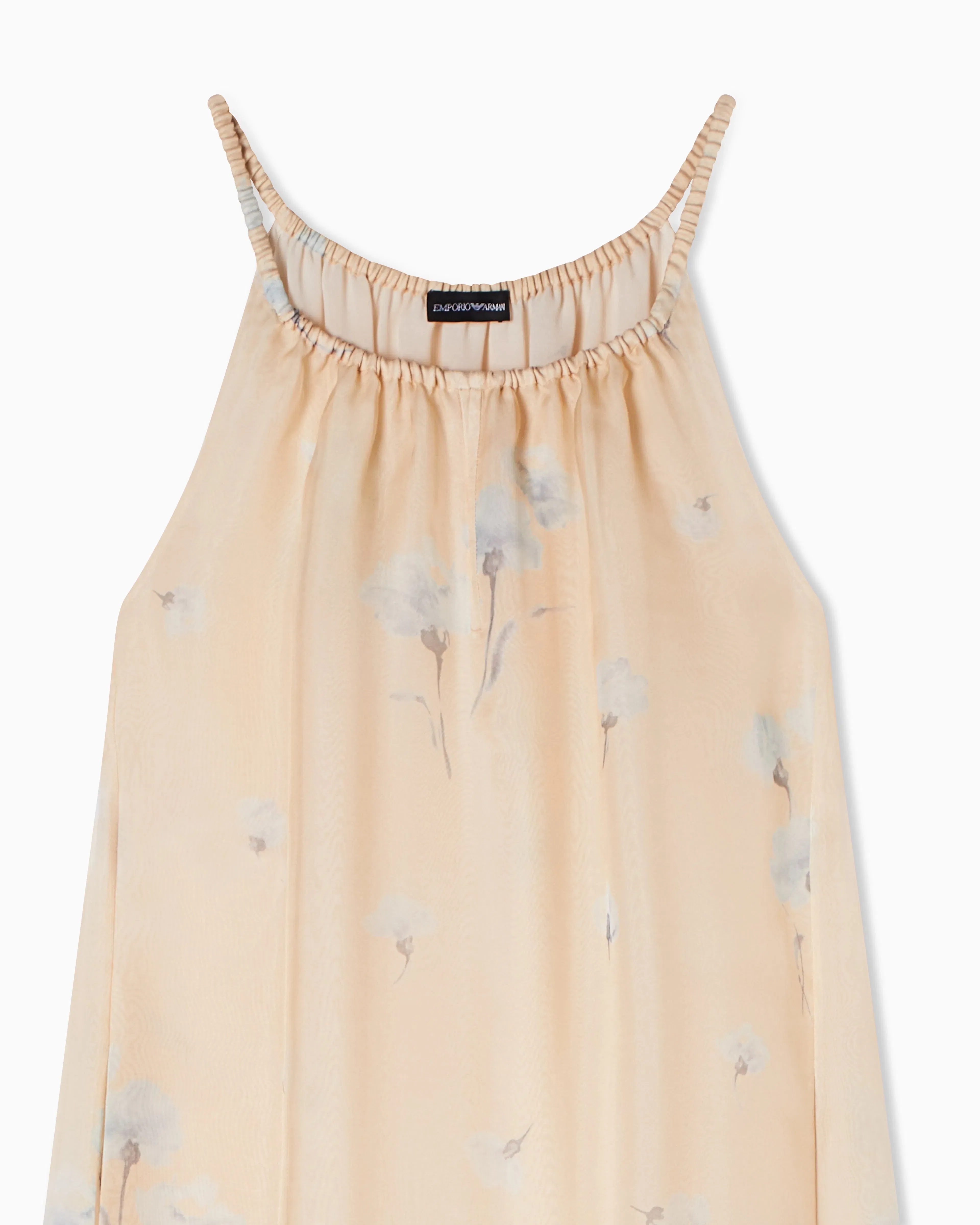 Emporio Armani Long dress in silk organza with floral foulard print