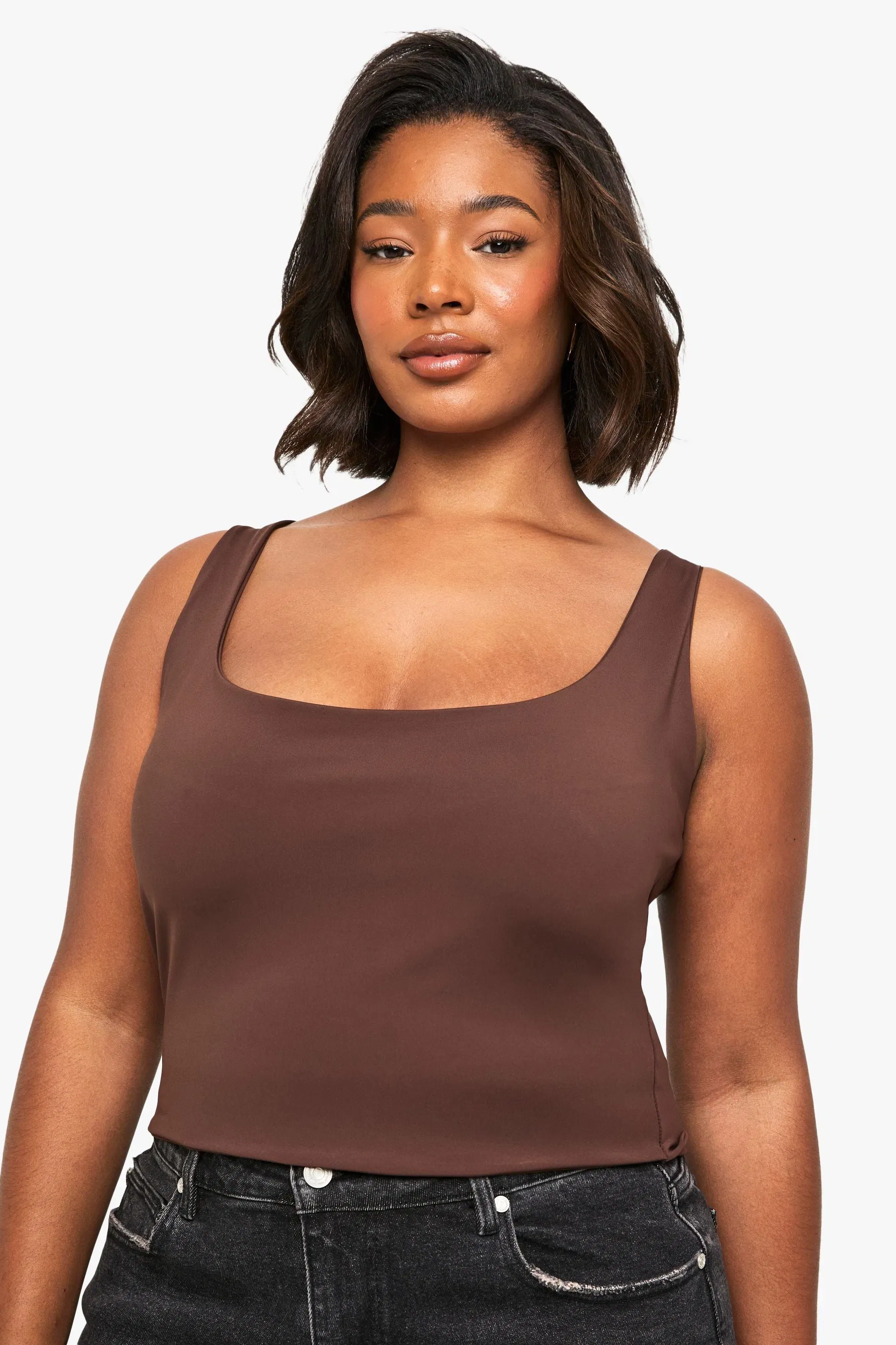 Plus sculpt scoop neck tank top