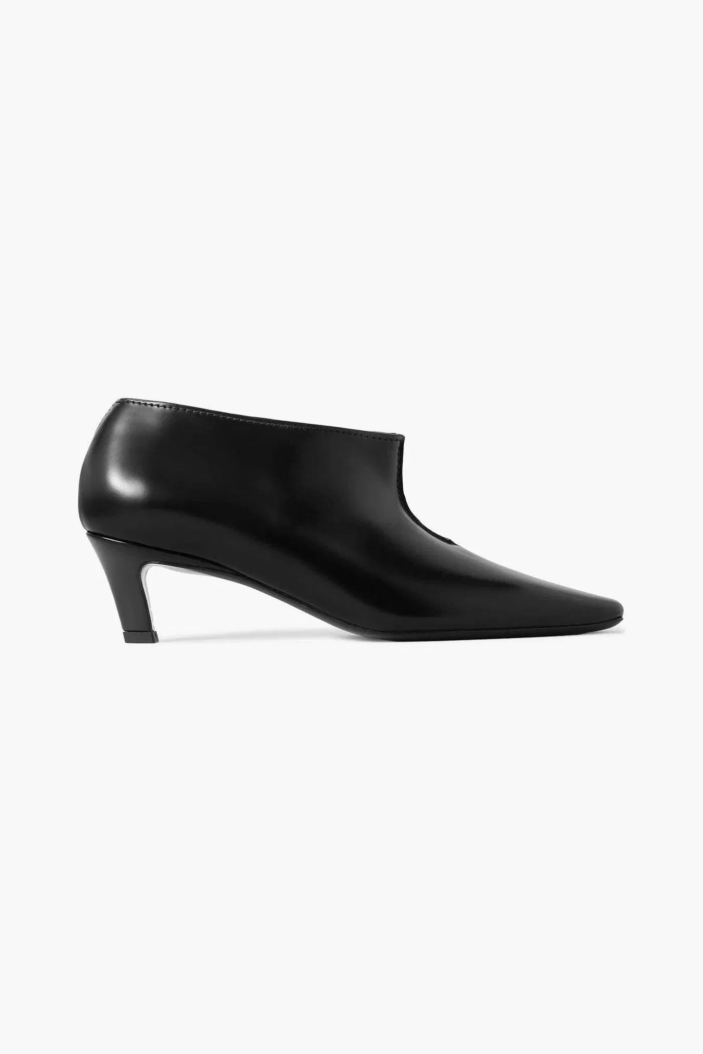Toteme The Wide Shaft Glossed-Leather Ankle Boots Black Women's