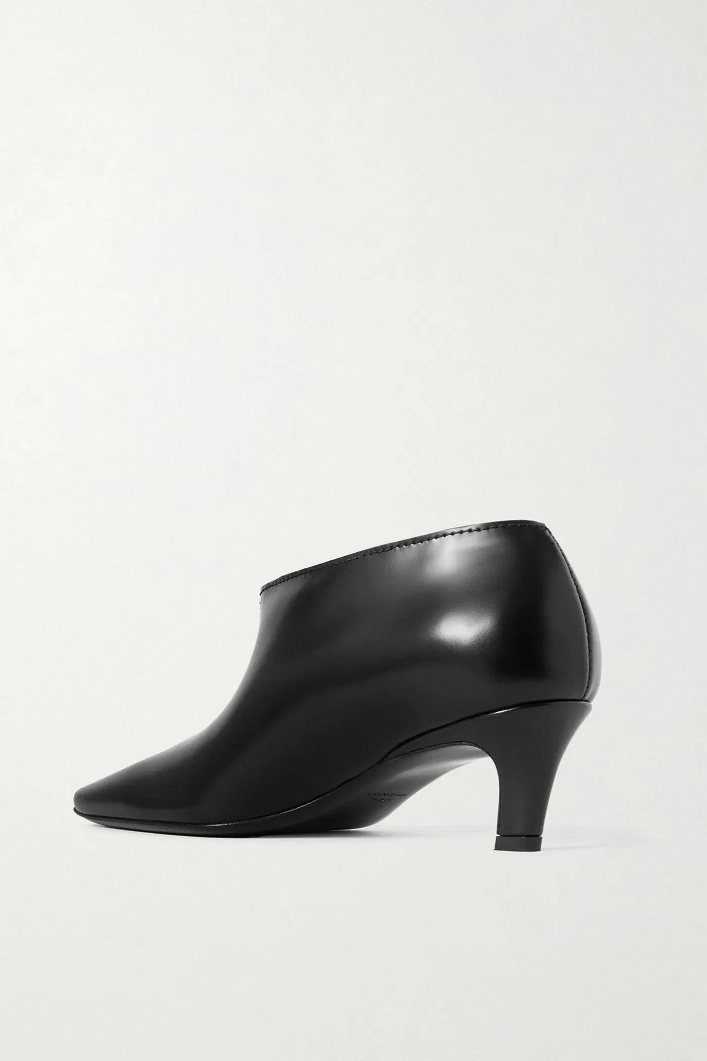 Toteme The Wide Shaft Glossed-Leather Ankle Boots Black Women's