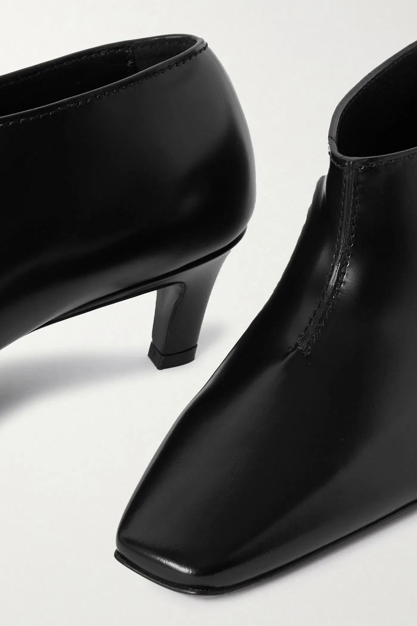 Toteme The Wide Shaft Glossed-Leather Ankle Boots Black Women's