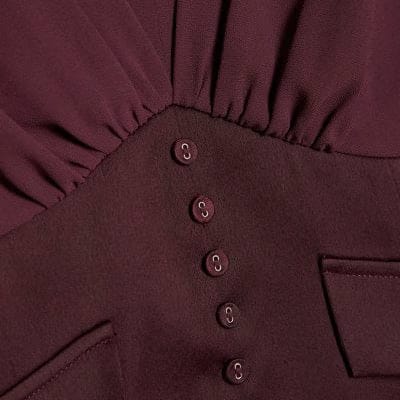Purple Long Sleeve Corset Detail Blouse