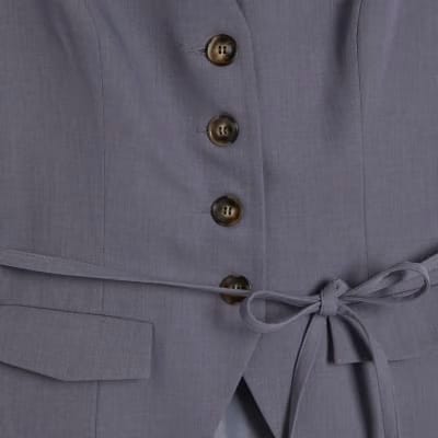 Grey Sleeveless Tie Detail Waistcoat