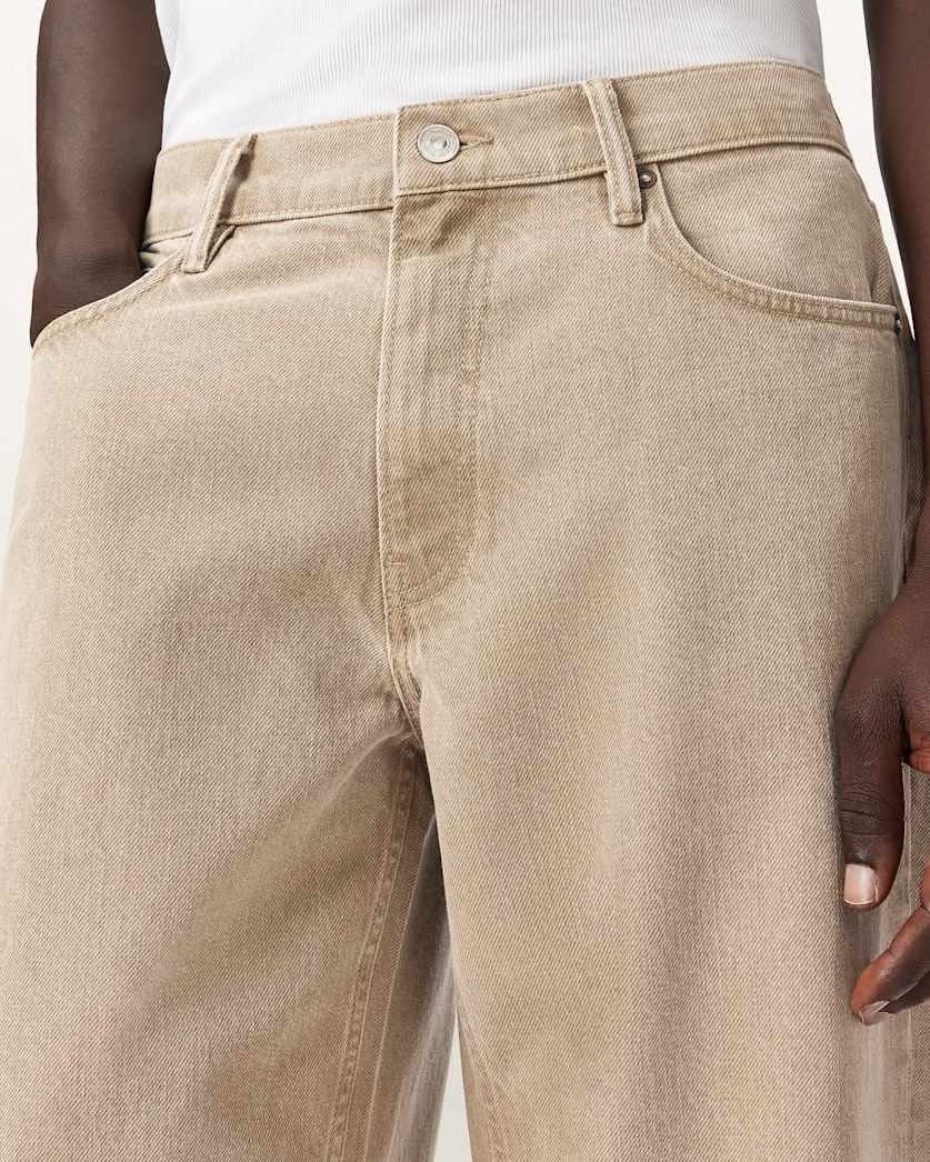 AllSaints Mullen Straight Leg Relaxed Denim Jeans Light Brown