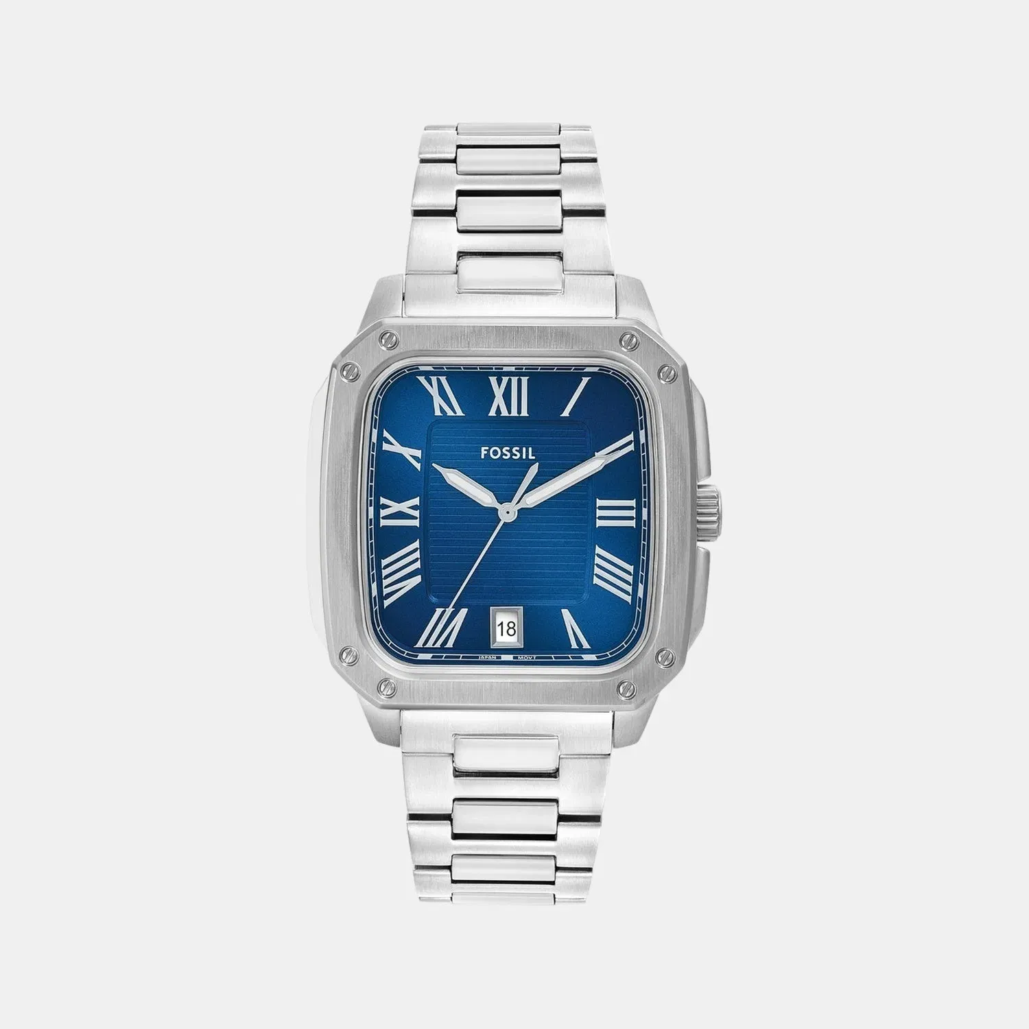 Fossil Men Quartz Blue Dial Analog Stainless Steel Watch Fs6121