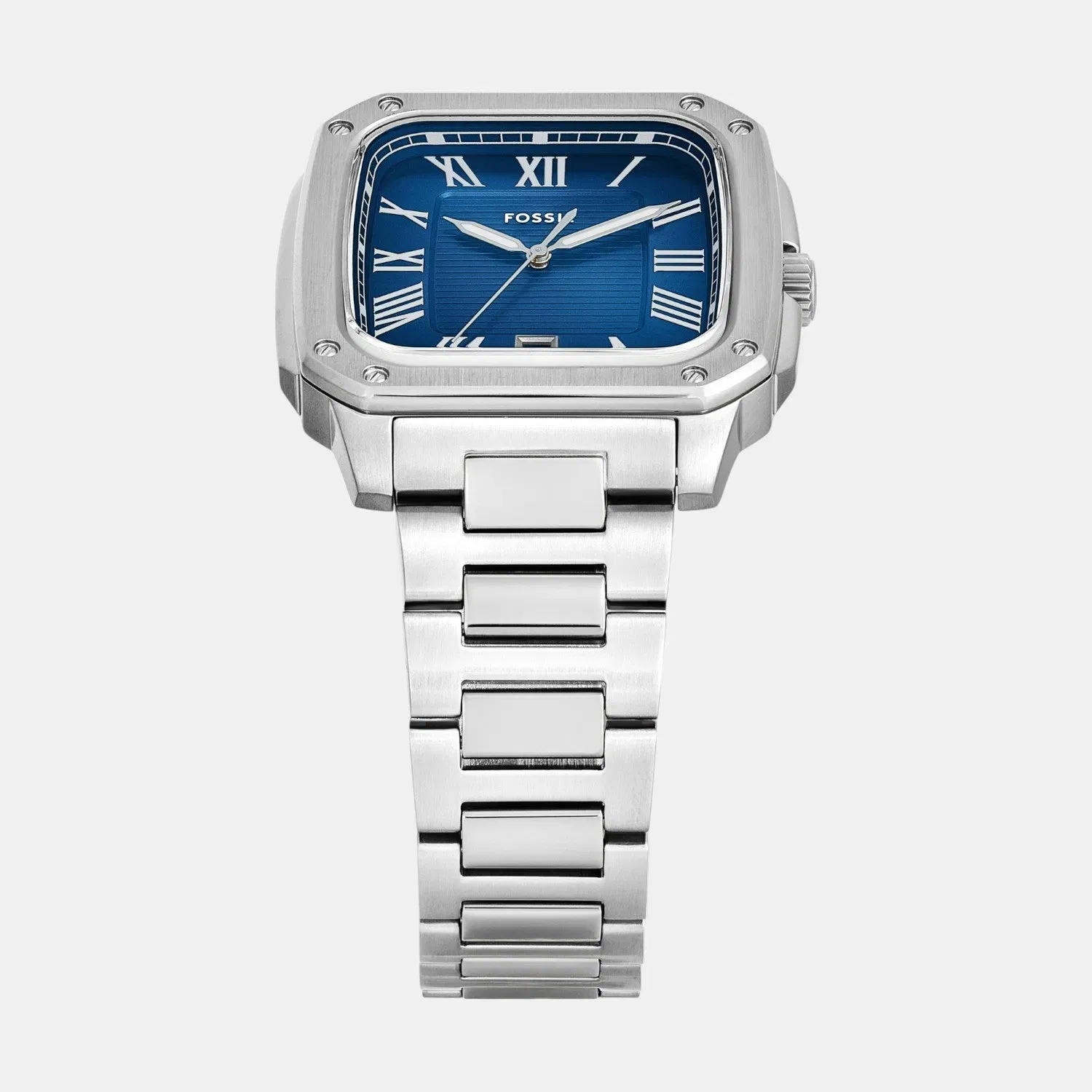 Fossil Men Quartz Blue Dial Analog Stainless Steel Watch Fs6121