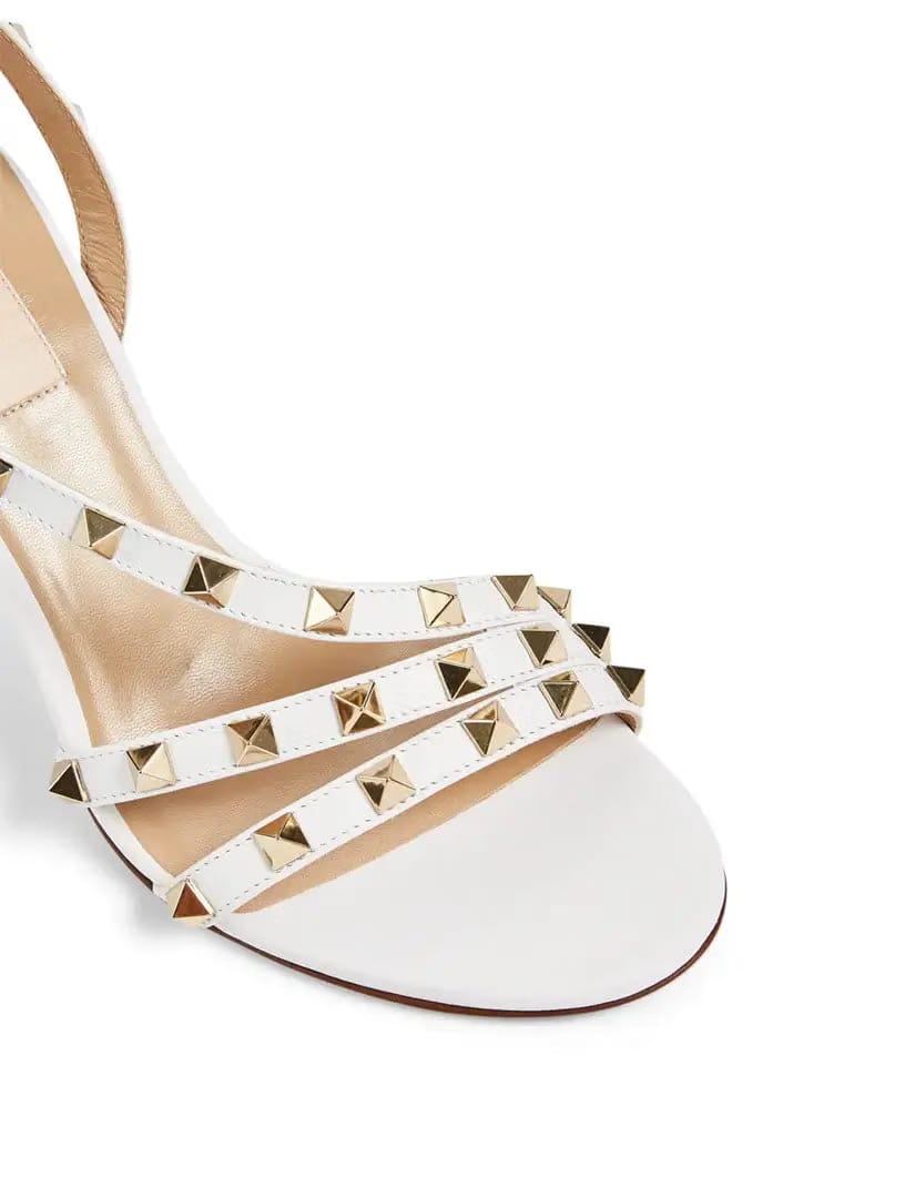 Rockstud Leather Heeled Slingback Sandals