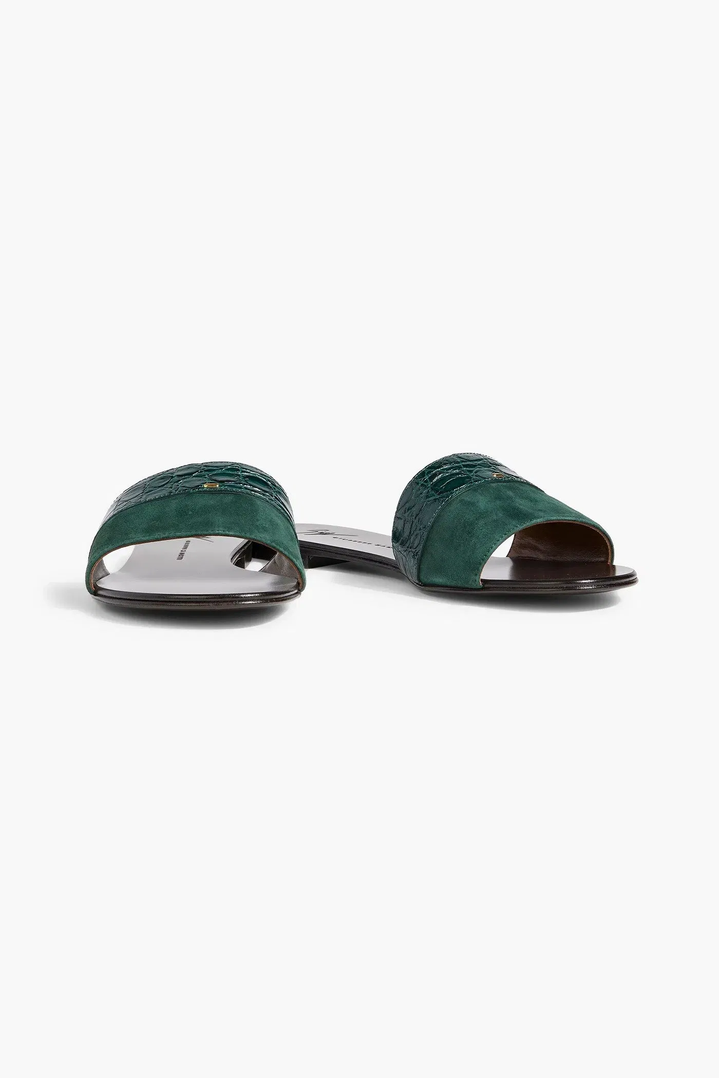 Giuseppe Zanotti Roose Croc-Effect Leather And Suede Slides Emerald Women's