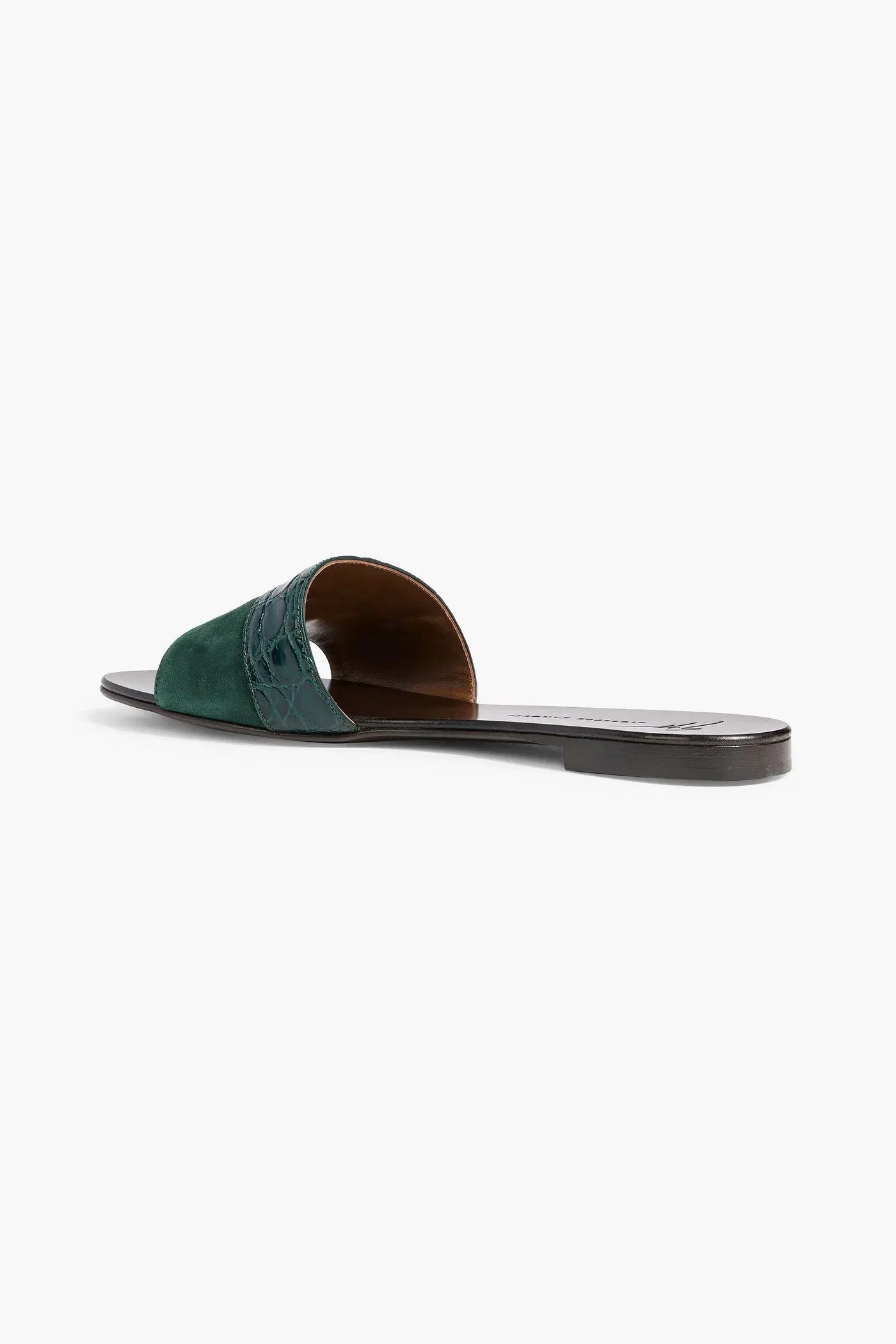 Giuseppe Zanotti Roose Croc-Effect Leather And Suede Slides Emerald Women's
