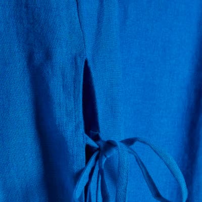 Blue Linen Blend Sleeveless Tank Top