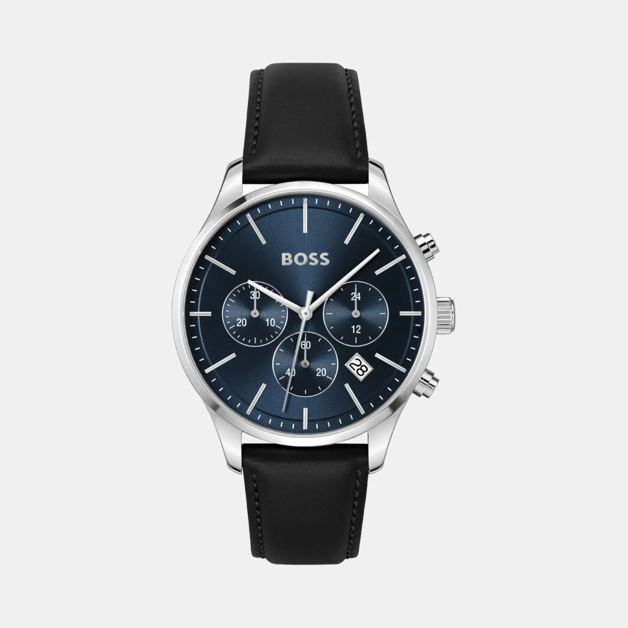 Boss Avery Men Quartz Blue Dial Chronograph Leather Watch 1514156