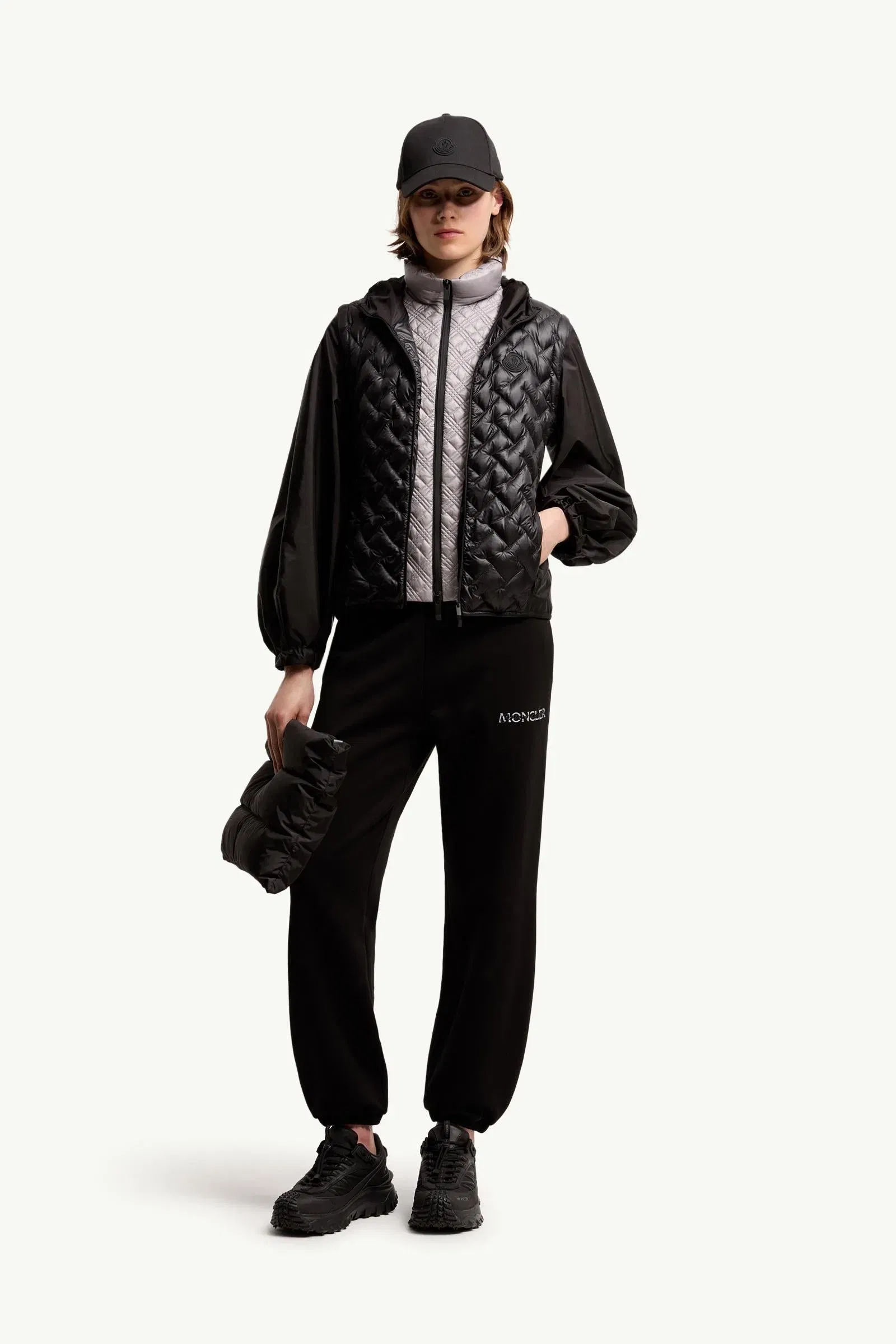 Moncler Logo Cotton Sweatpants Black Black