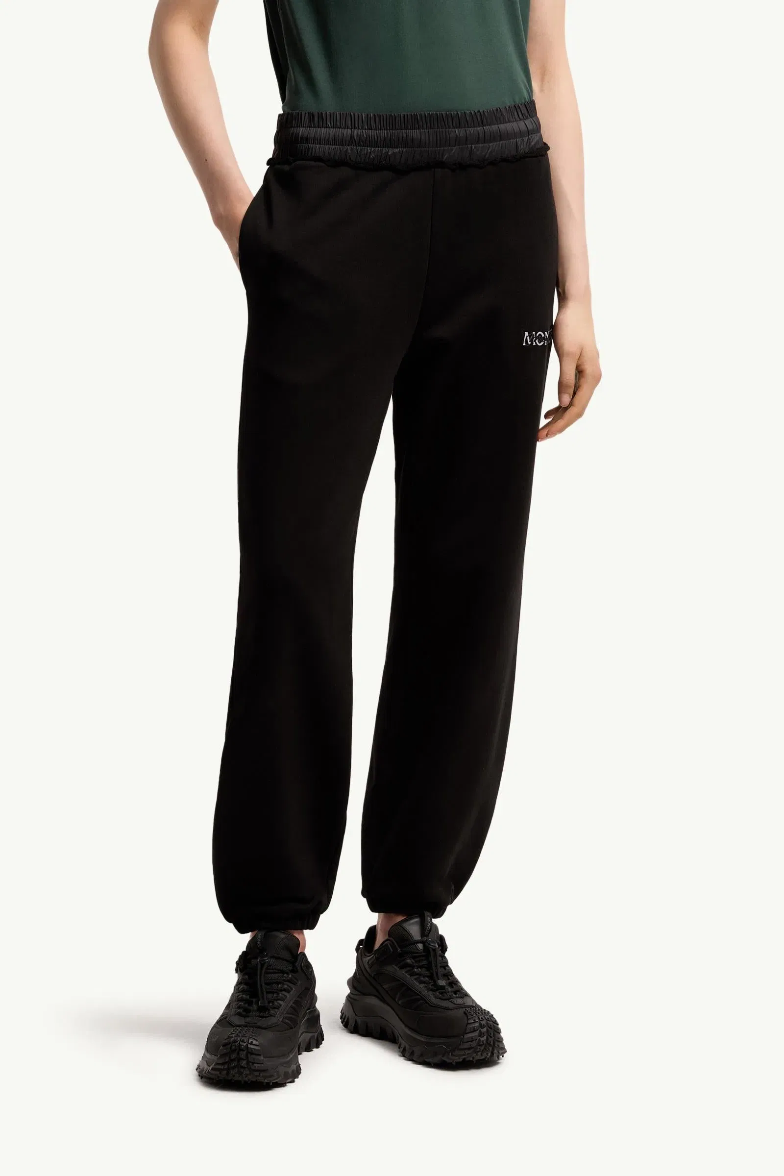 Moncler Logo Cotton Sweatpants Black Black