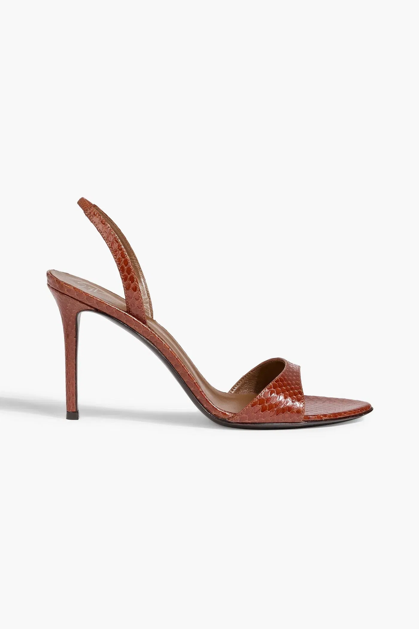 Giuseppe Zanotti Lilibeth 90 Snake-Effect Leather Slingback Sandals Brown Women's