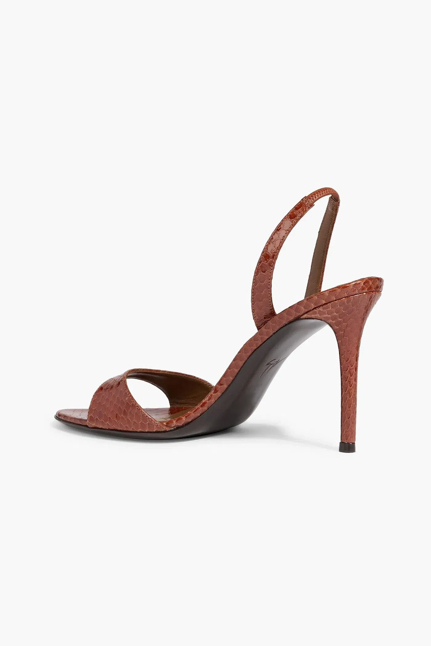 Giuseppe Zanotti Lilibeth 90 Snake-Effect Leather Slingback Sandals Brown Women's