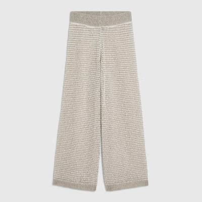 Petite Beige Striped Knitted Trousers
