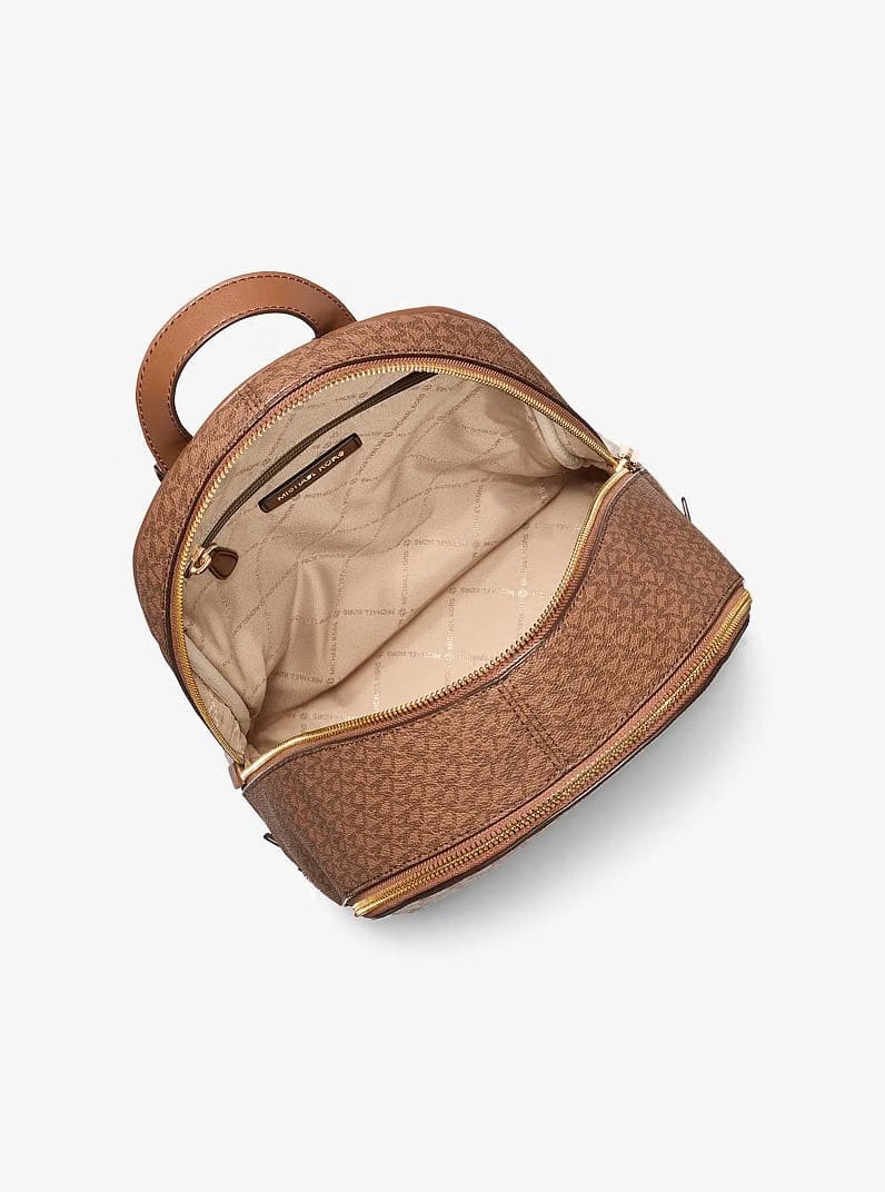 Michael Kors Rhea Medium Color-Block Signature Logo Backpack Camel Mlt