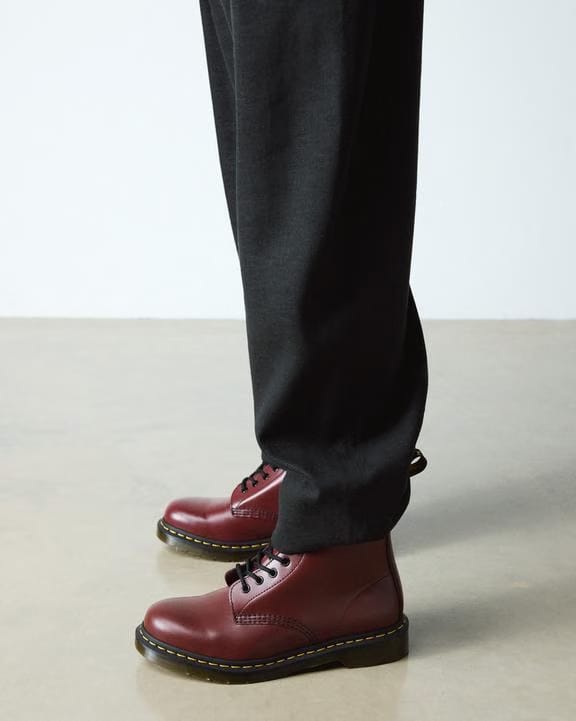 Dr Martens Smooth Leather Lace Up Boots - Cherry Red