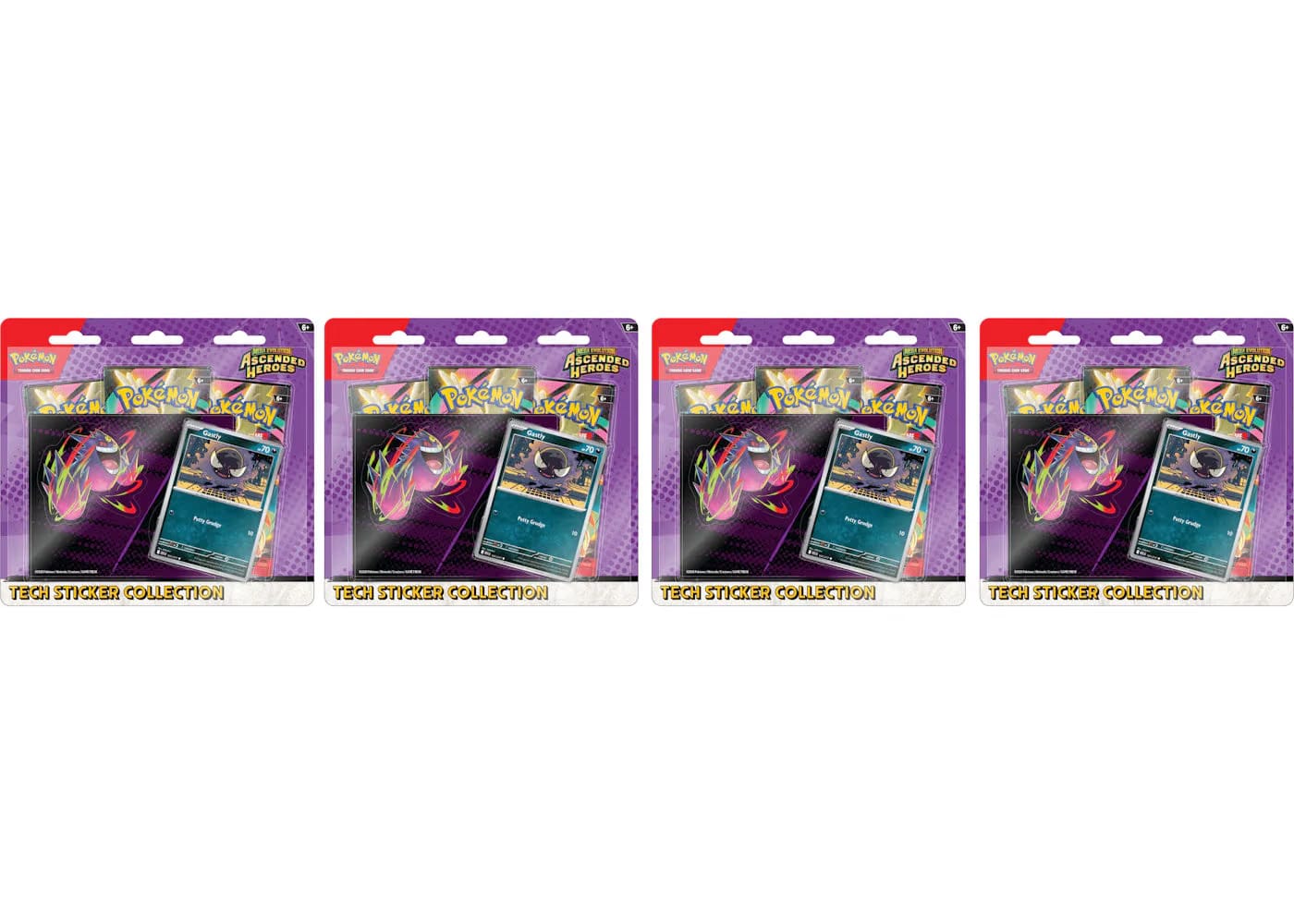 2026 Pokemon Mega Evolution Ascended Heroes Gastly Tech Sticker Collection 4X Lot