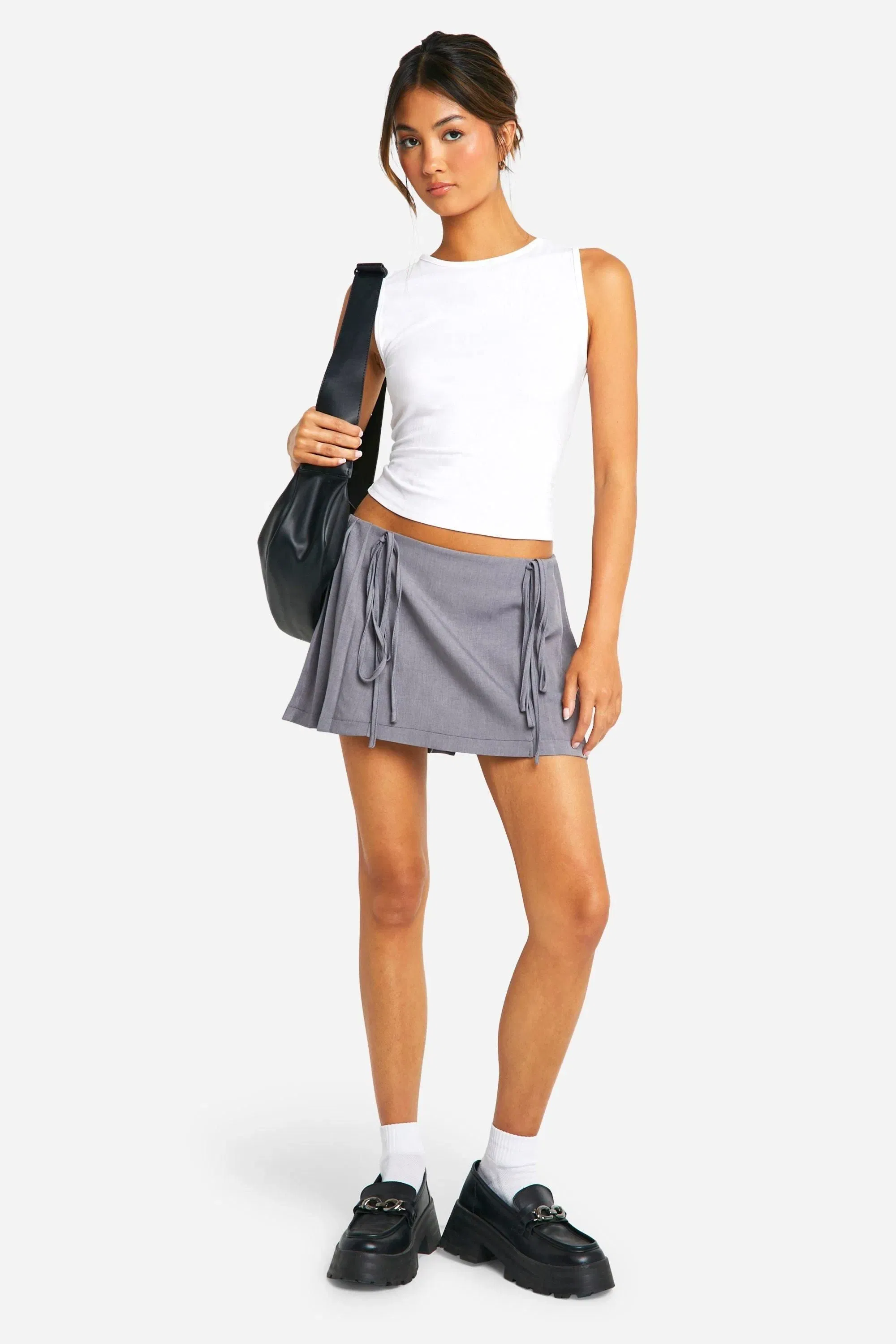 Side Tie Pleated Tennis Skirt
