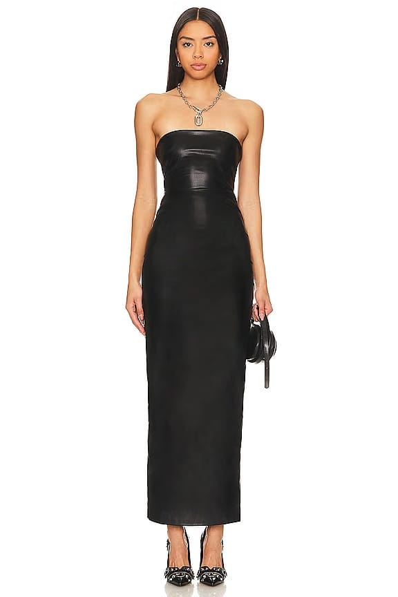 superdown Alexandra Faux Leather Dress in Black