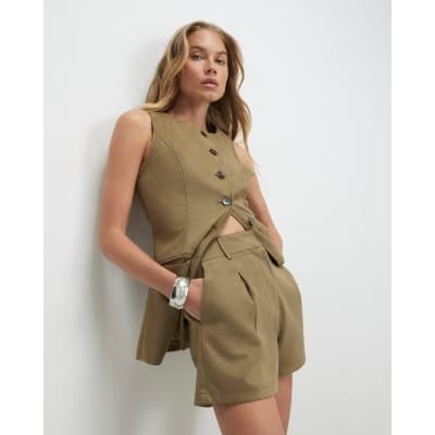 Green Faux Suede Waistcoat