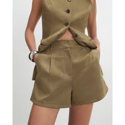 Green Faux Suede Waistcoat