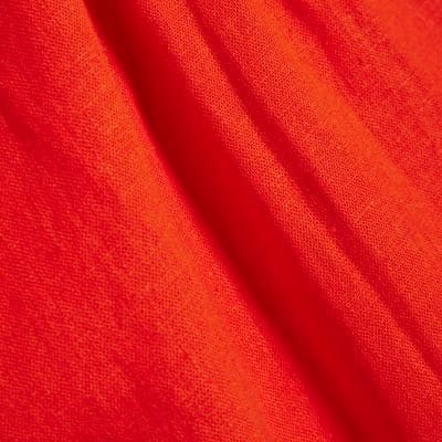 Red Linen Blend Tie Neck Top