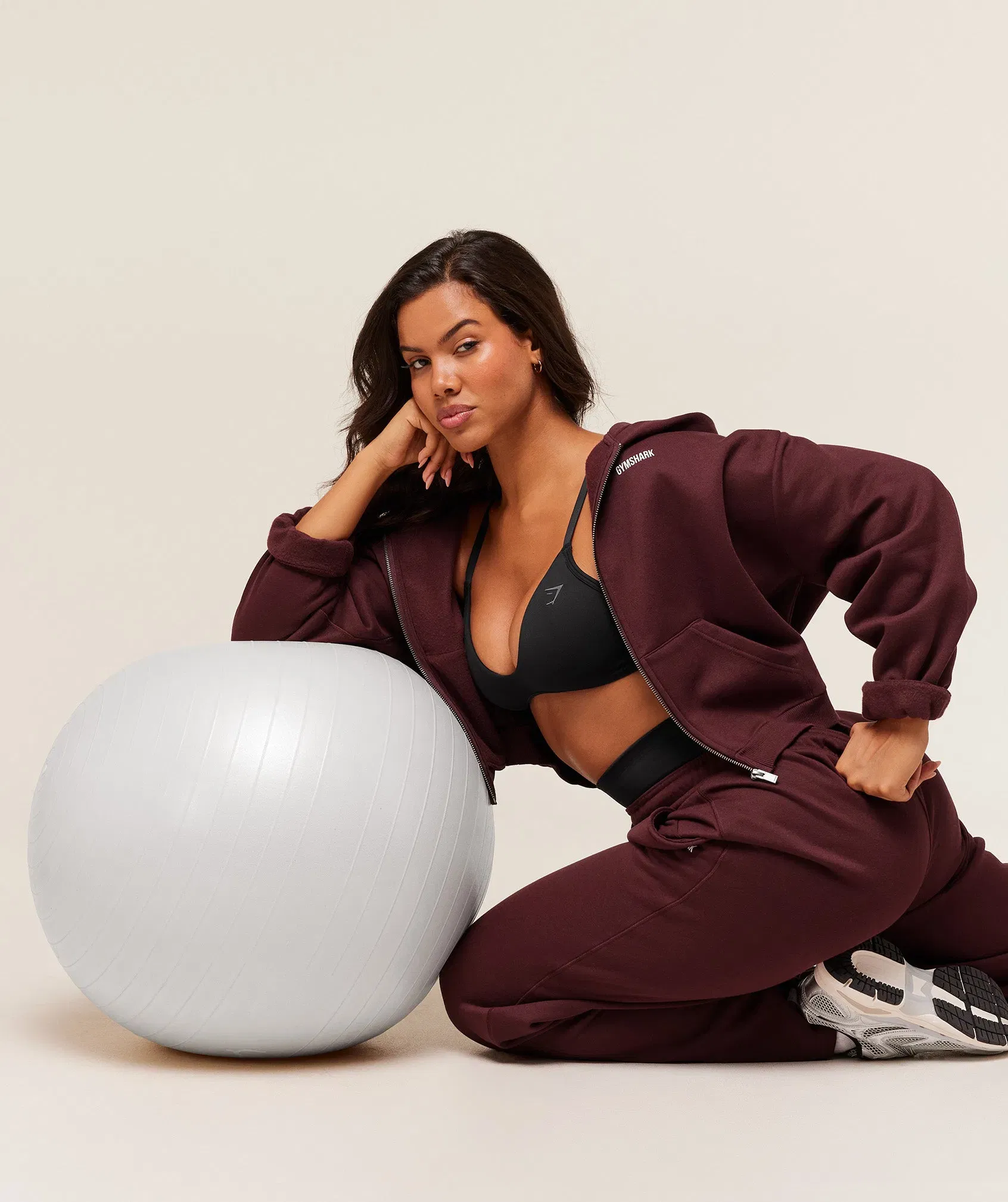 Gymshark Cosy Luxe Zip Through Hoodie - Rich Maroon