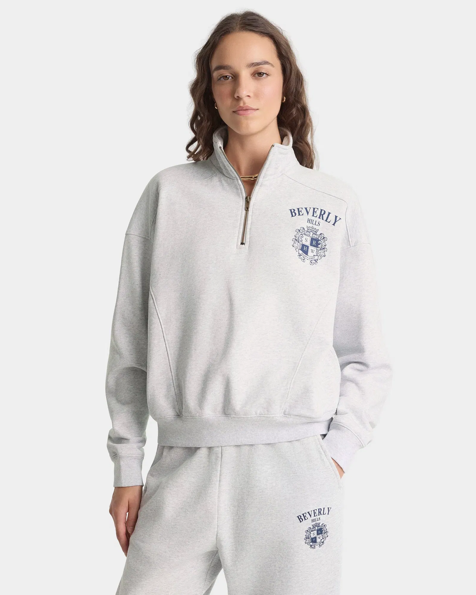 BH Crest Quarter Zip - Heather Gray/Navy