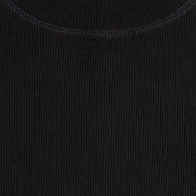 Black Long Sleeve Ribbed Crew Neck Top