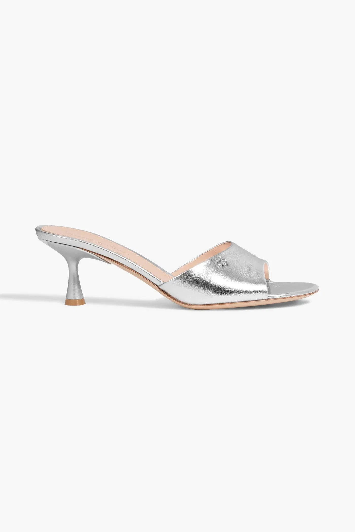 Gianvito Rossi Ascent 55 Metallic Leather Mules Silver Women's
