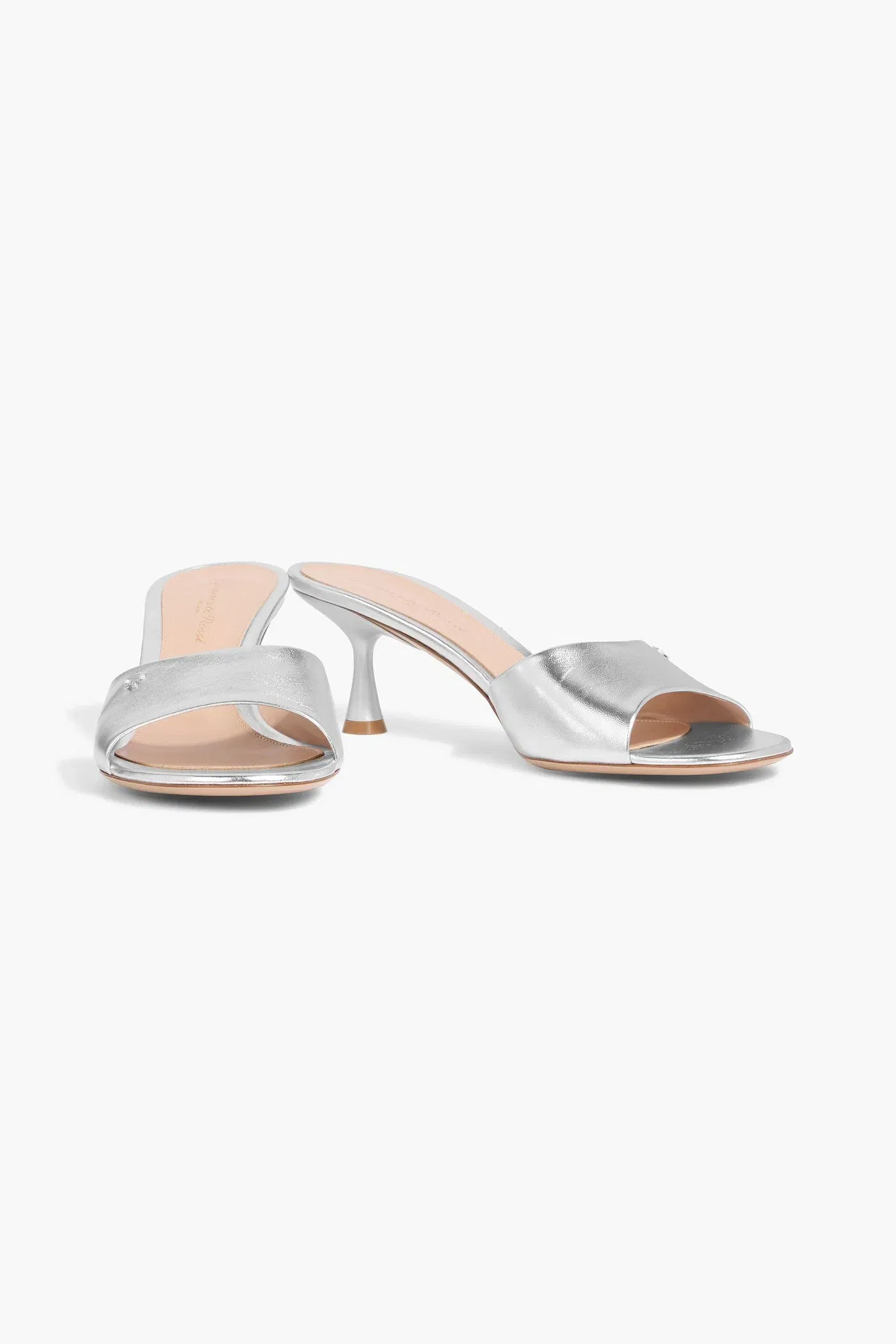 Gianvito Rossi Ascent 55 Metallic Leather Mules Silver Women's