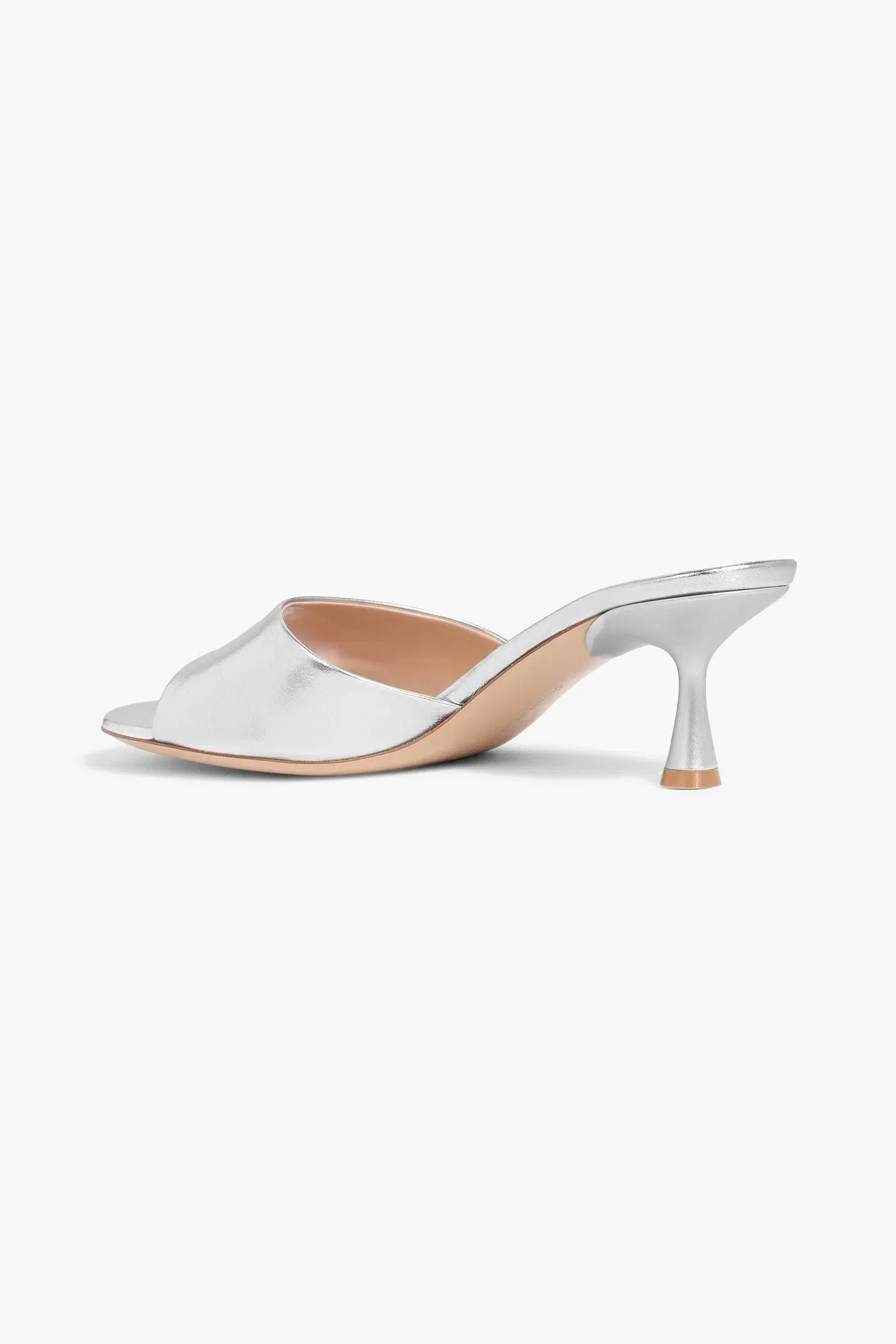 Gianvito Rossi Ascent 55 Metallic Leather Mules Silver Women's