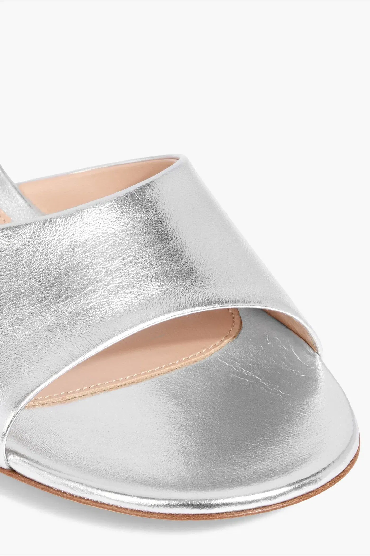 Gianvito Rossi Ascent 55 Metallic Leather Mules Silver Women's