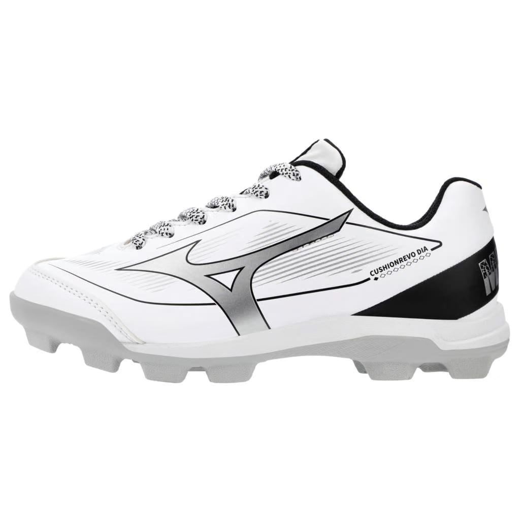 Mizuno Youth Cushionrevo Diamond Jr Low Baseball Cleat White Black