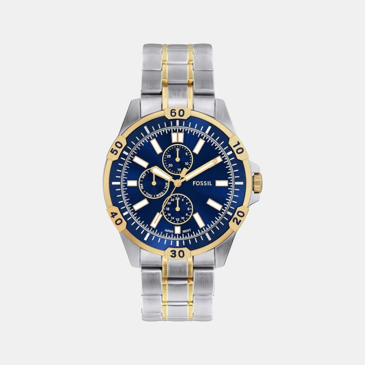 Fossil Garrett Men Quartz Blue Dial Multi-Function Stainless Steel Watch Fs6146