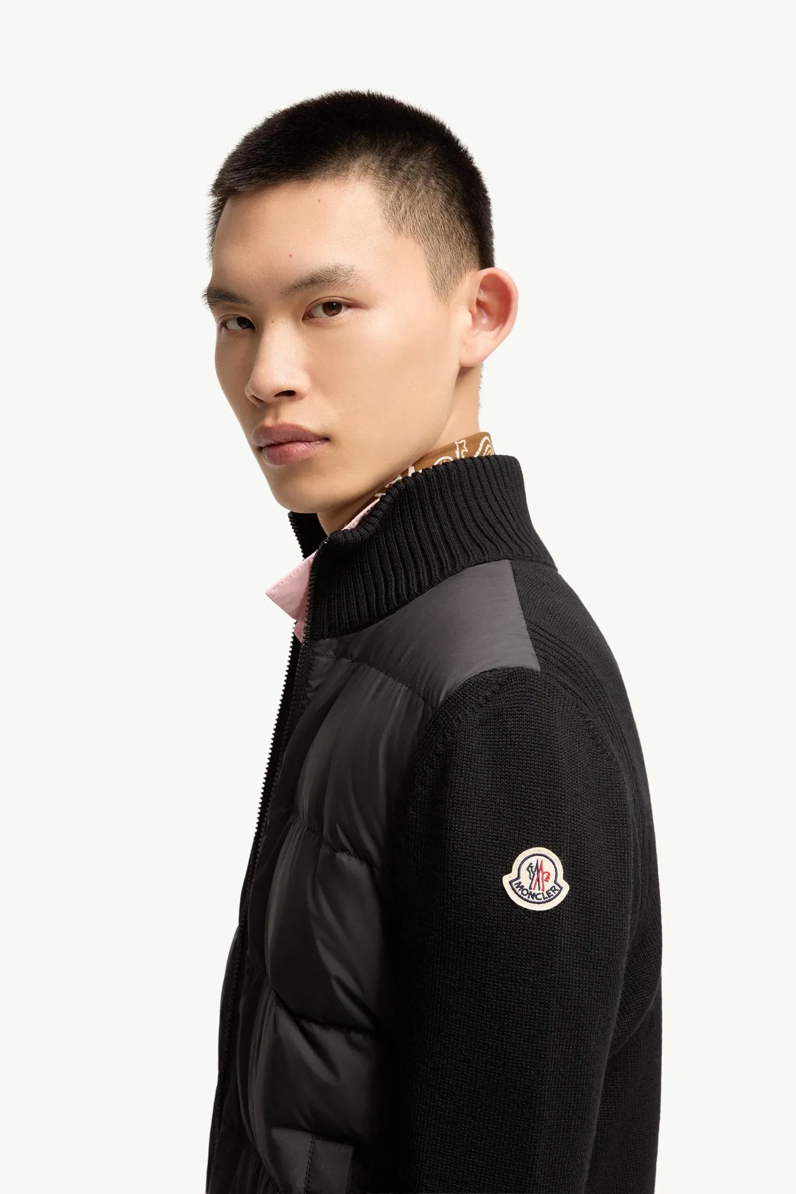 Moncler Padded Wool Zip-Up Cardigan Black Black
