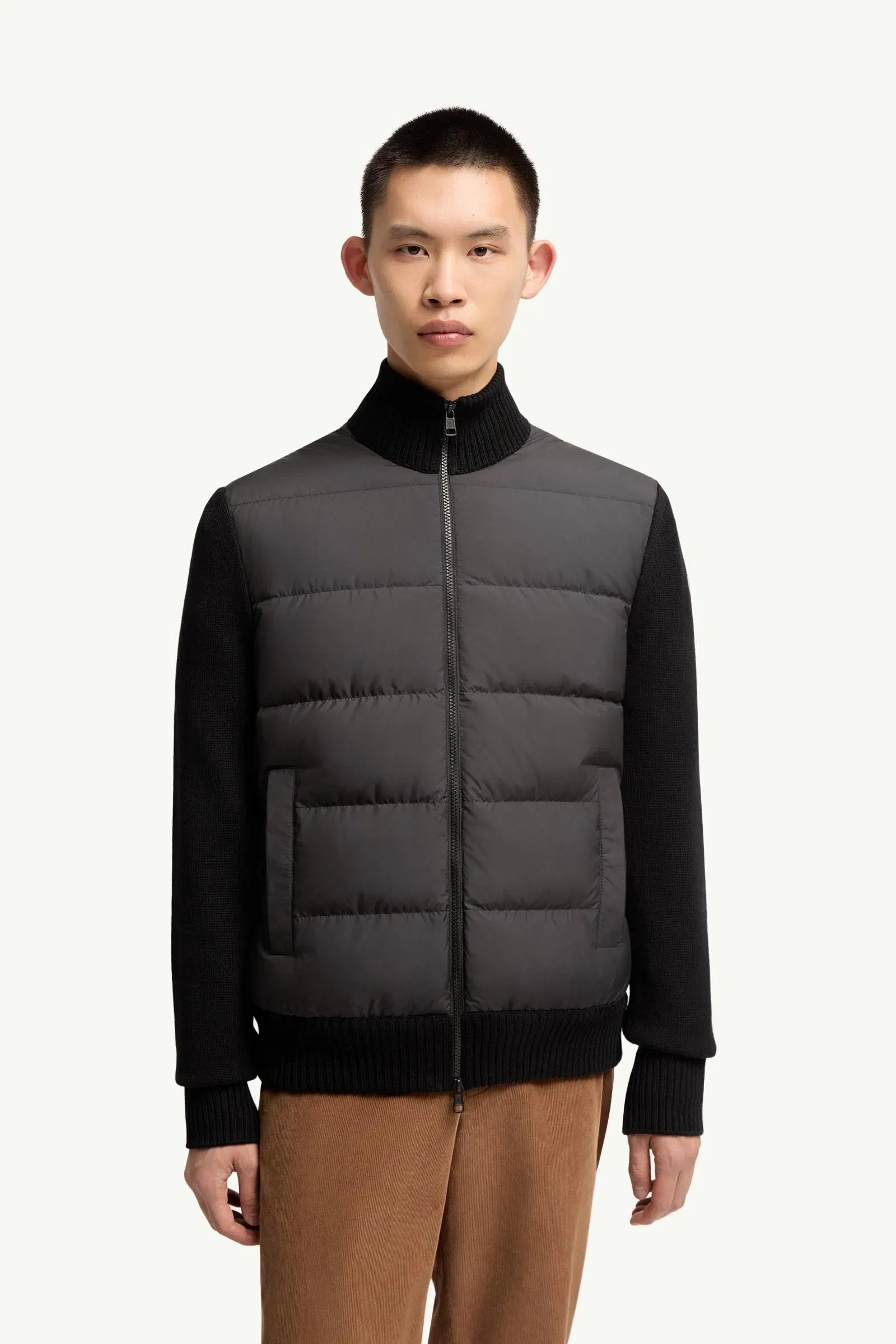 Moncler Padded Wool Zip-Up Cardigan Black Black