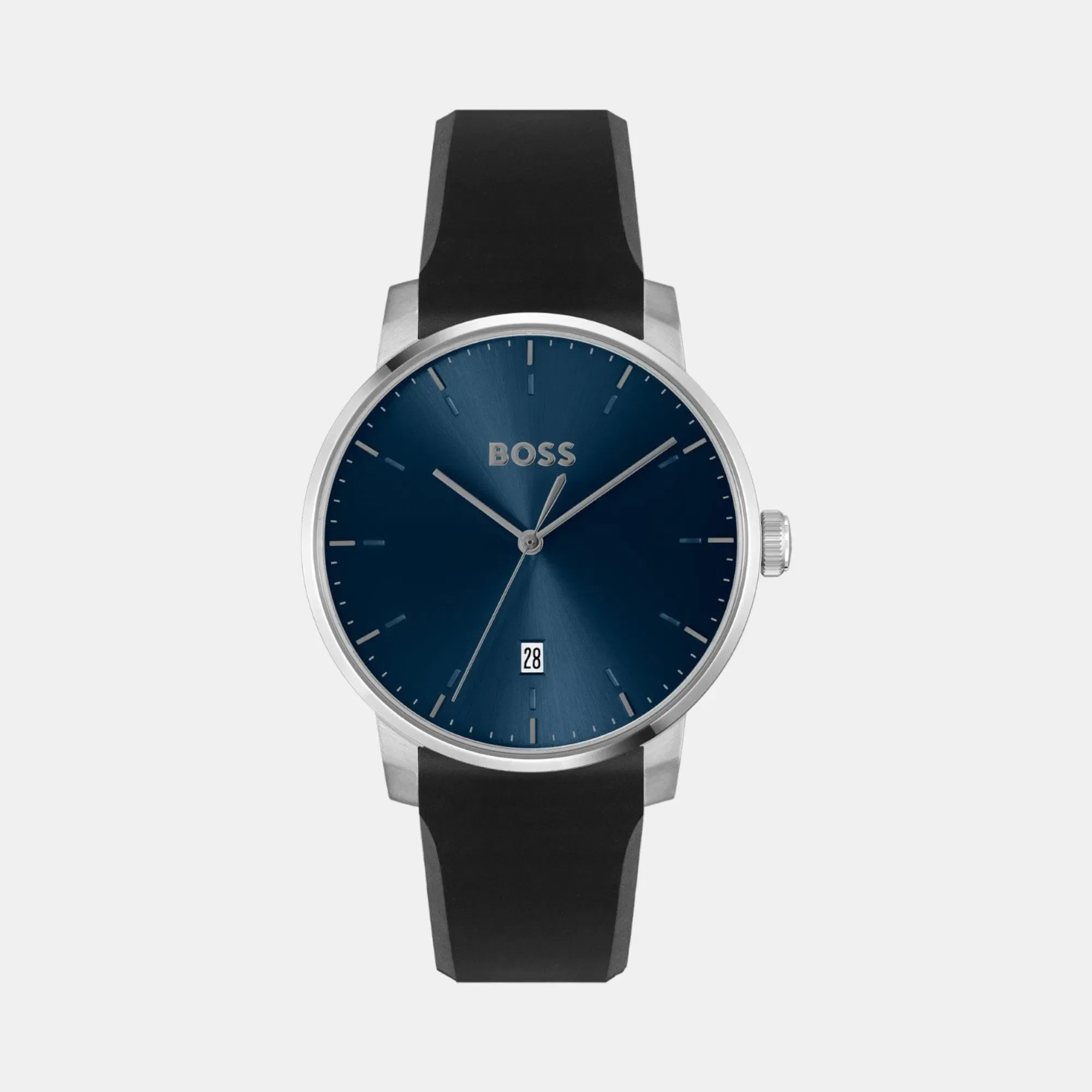 Boss Dean Men Quartz Blue Dial Analog Silicone Watch 1514131