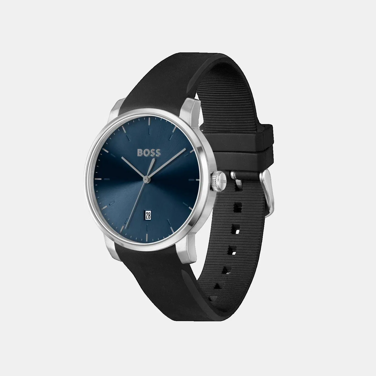 Boss Dean Men Quartz Blue Dial Analog Silicone Watch 1514131